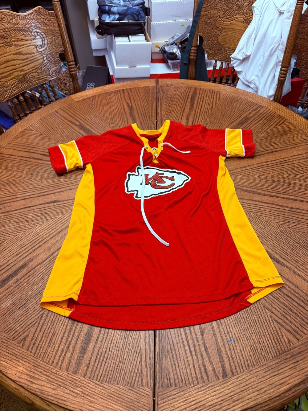 Team Apparel Red and Yellow Kansas City Football Jersey
